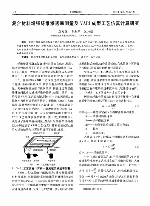 复合材料增强纤维渗透率测量及VARI成型工艺仿真计算研究