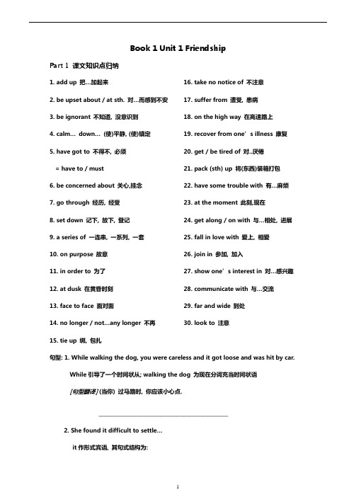 高中英语必修1至选修8重点短语及句型