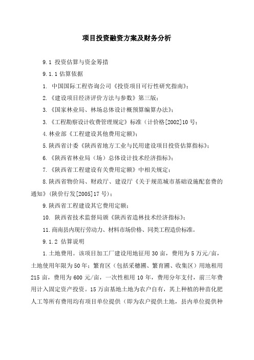 项目投资融资方案及财务分析