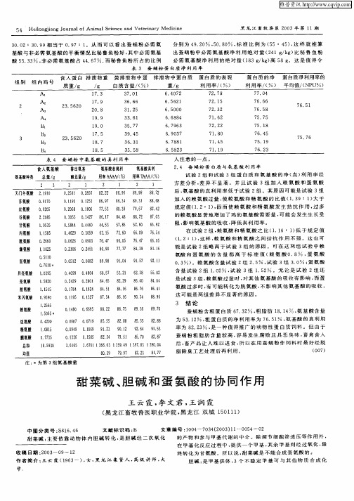 甜菜碱、胆碱和蛋氨酸的协同作用
