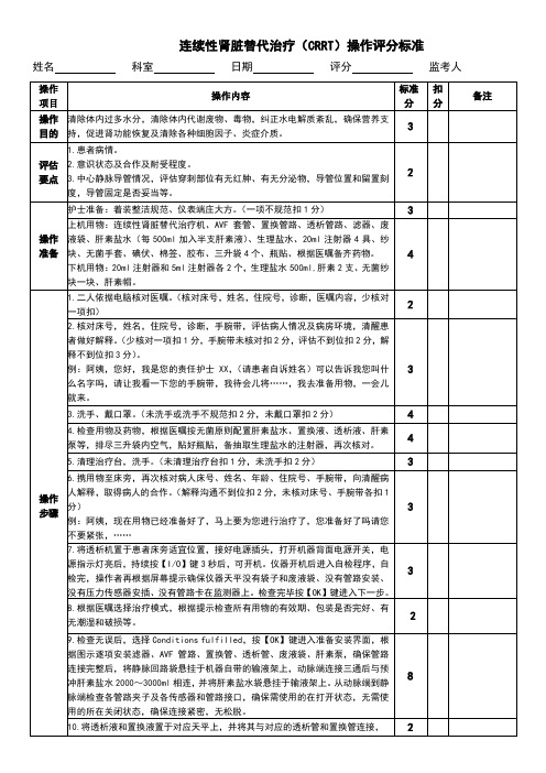 连续性肾脏替代治疗CRRT操作标准