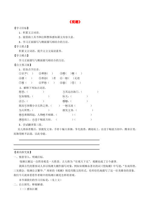 八年级语文上册 28《观潮》精品导学案 (新版)新人教版