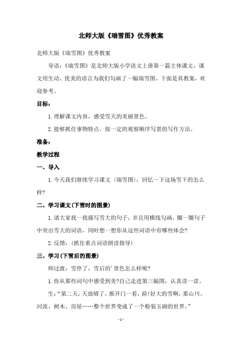 北师大版《瑞雪图》优秀教案
