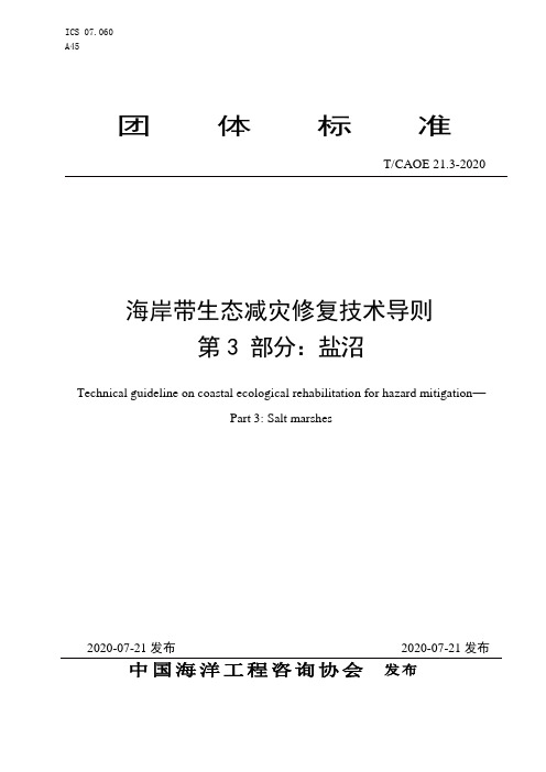 T∕CAOE 21.3-2020 海岸带生态减灾修复技术导则 第3部分：盐沼