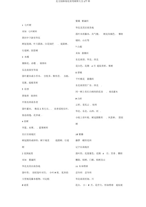 北方园林绿化常用树种大全177种
