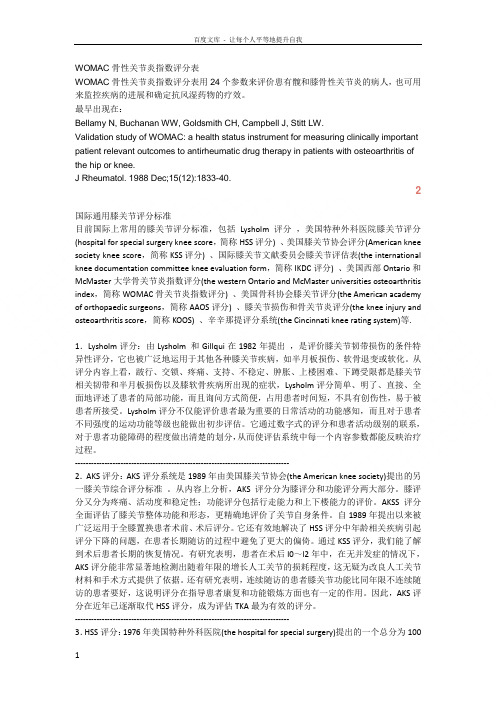 国际通用膝关节评分标准