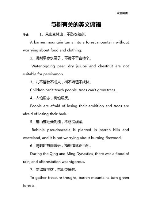 与树有关的英文谚语