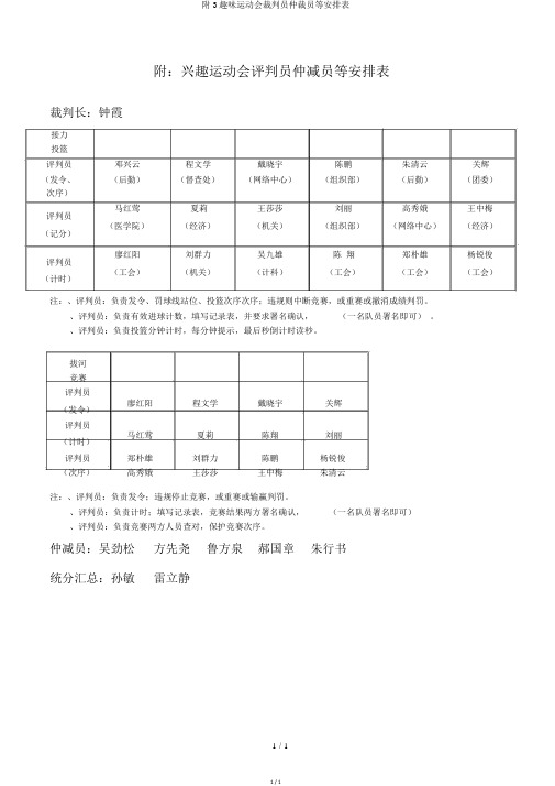 附3趣味运动会裁判员仲裁员等安排表