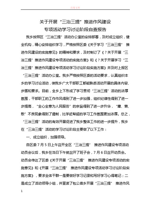 三治三提第一阶段自查报告