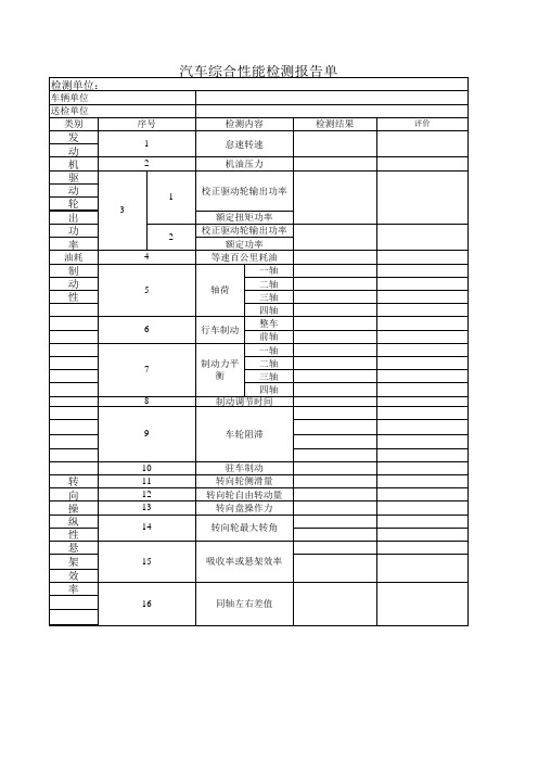 汽车综合性能检测单