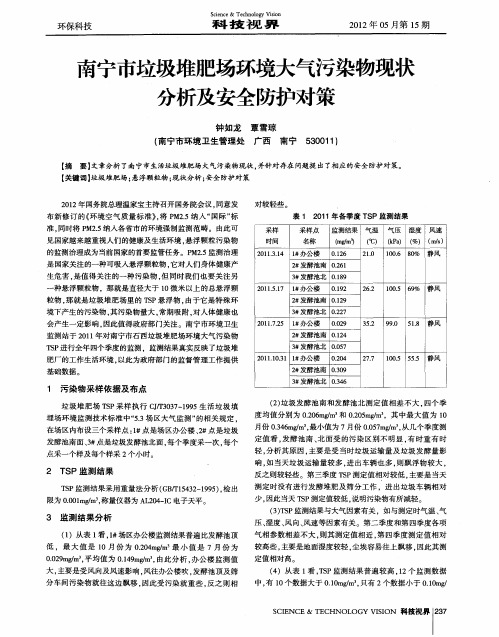 南宁市垃圾堆肥场环境大气污染物现状分析及安全防护对策