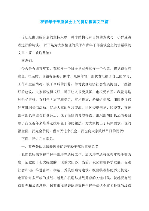 在青年干部座谈会上的讲话稿范文三篇