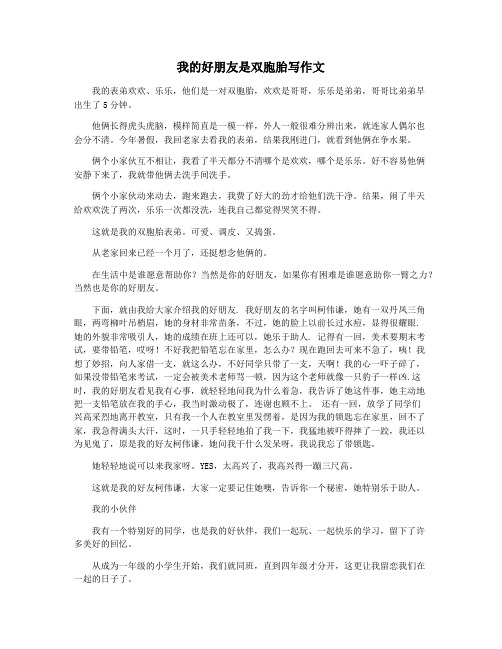 我的好朋友是双胞胎写作文