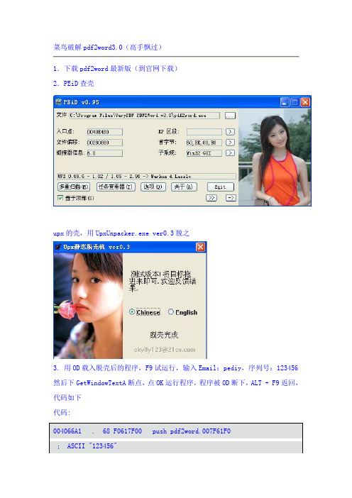 菜鸟破解pdf2word3.0