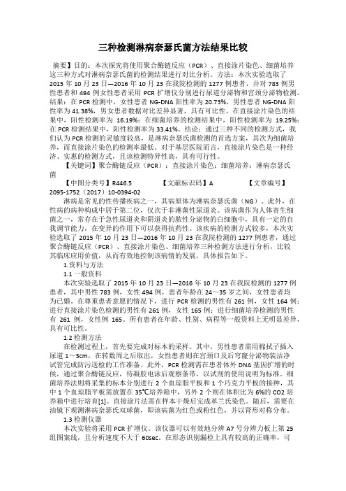 三种检测淋病奈瑟氏菌方法结果比较