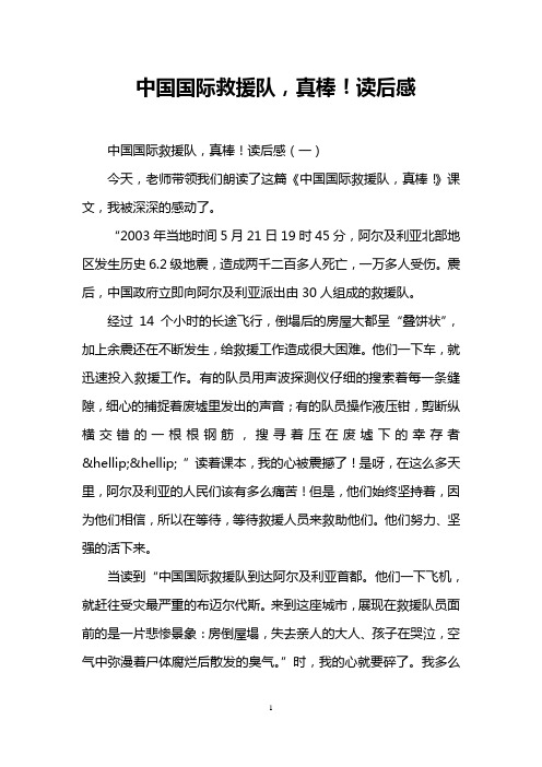 中国国际救援队,真棒!读后感