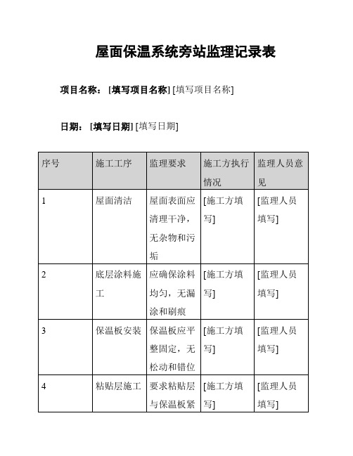 屋面保温系统旁站监理记录表