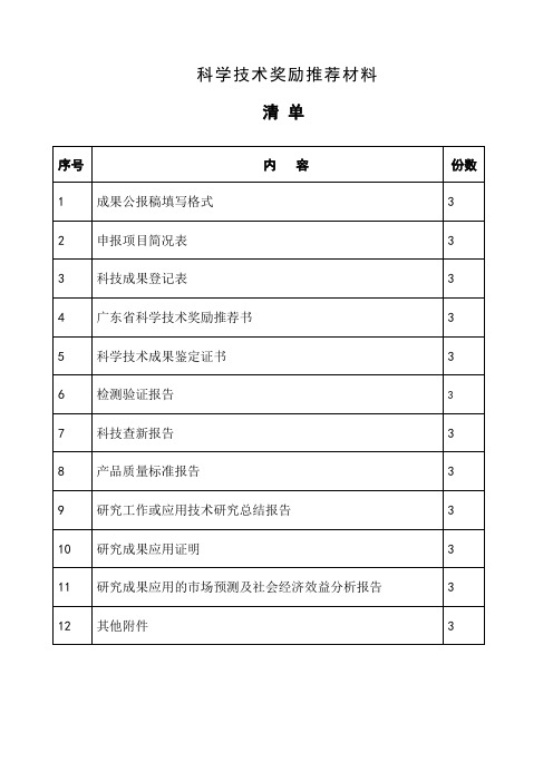 科学技术奖正式文档样本