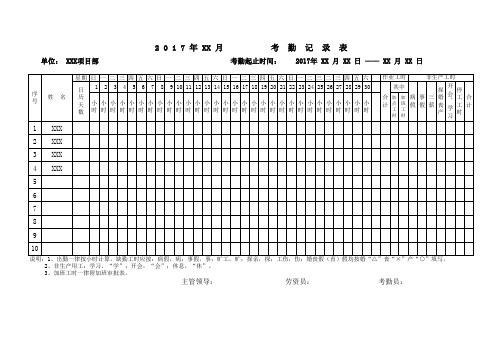 考勤表格式,下载直接可打印