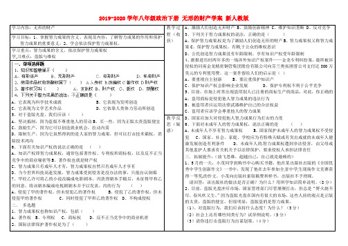 2019-2020学年八年级政治下册 无形的财产学案 新人教版.doc