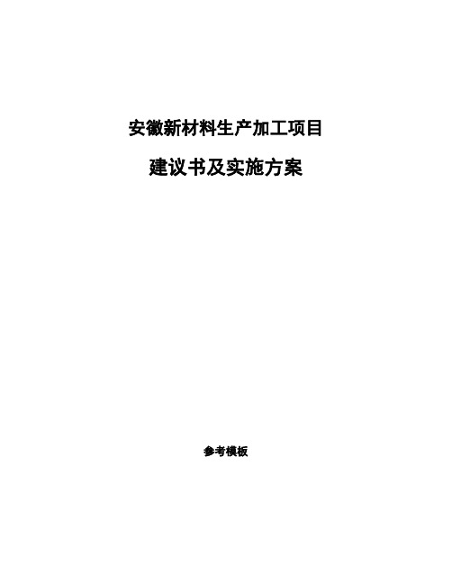 安徽新材料生产加工项目建议书及实施方案