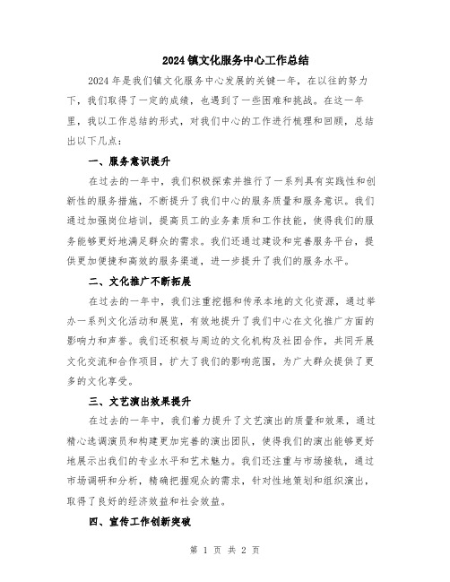 2024镇文化服务中心工作总结
