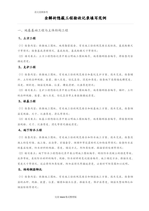 全解析隐蔽工程验收记录文本填写范例