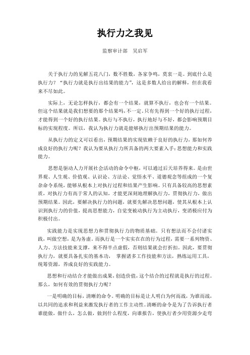 执行力之我见
