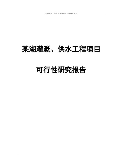 某湖灌溉、供水工程项目可行性研究报告