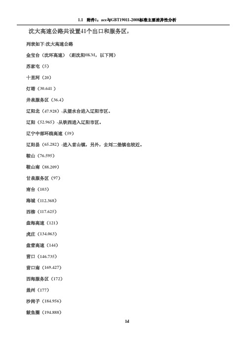 沈大高速公路共设置41个出口和服务区列表