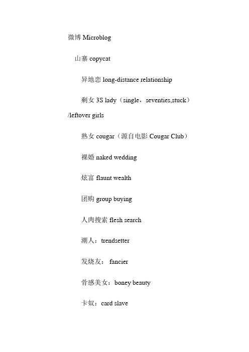 2010汉语新词及其英语翻译