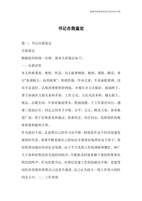 书记自我鉴定