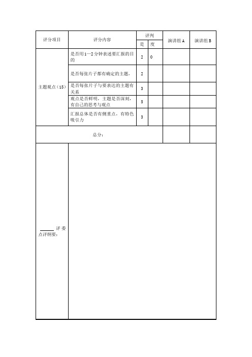 班级讲坛评分表(最终版)