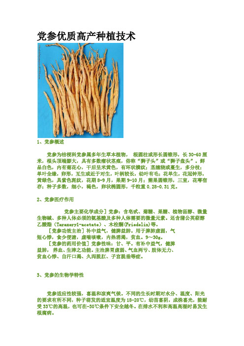 党参优质高产种植技术