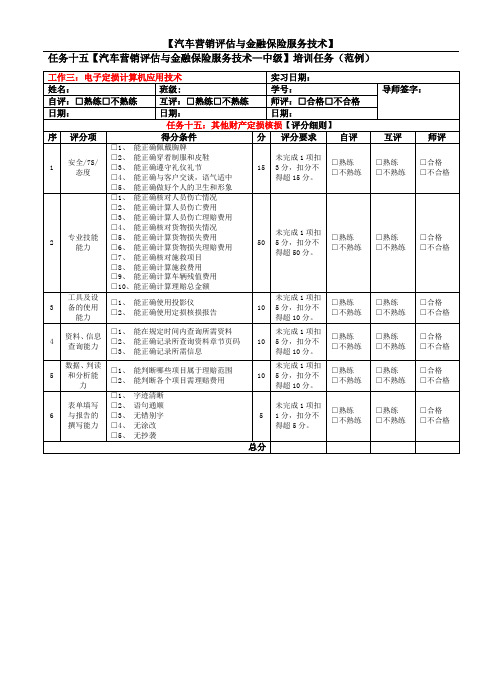 15范例十五 汽车动力与驱动系统综合分析技术初级任务十五