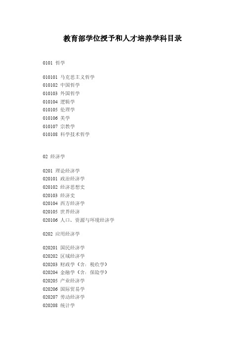 【VIP专享】教育部学位授予和人才培养学科目录