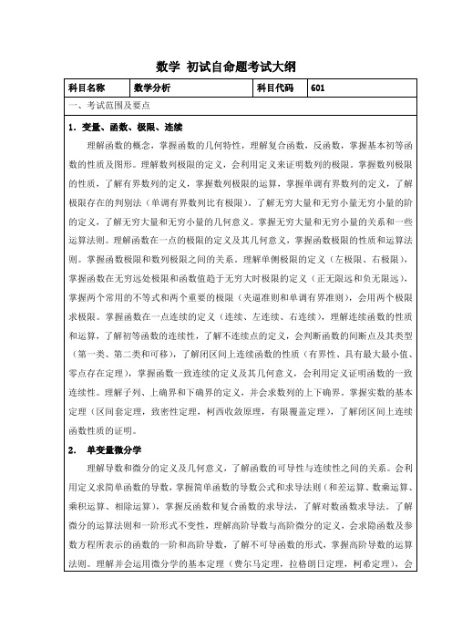 内蒙古工业大学2020年601数学分析804高等代数