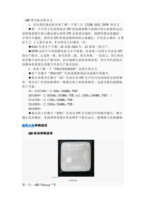 AMD型号标识的含义