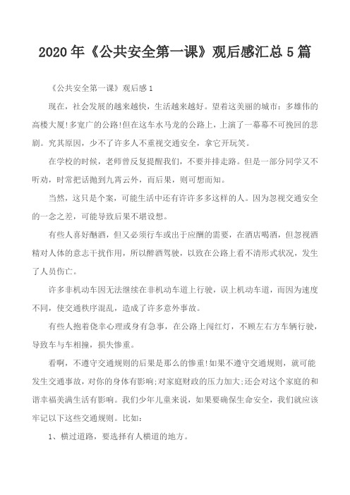 2020年《公共安全第一课》观后感汇总5篇