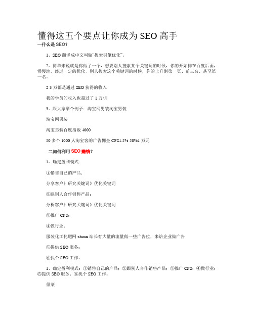 [计算机]懂得这五个要点让你成为SEO高手