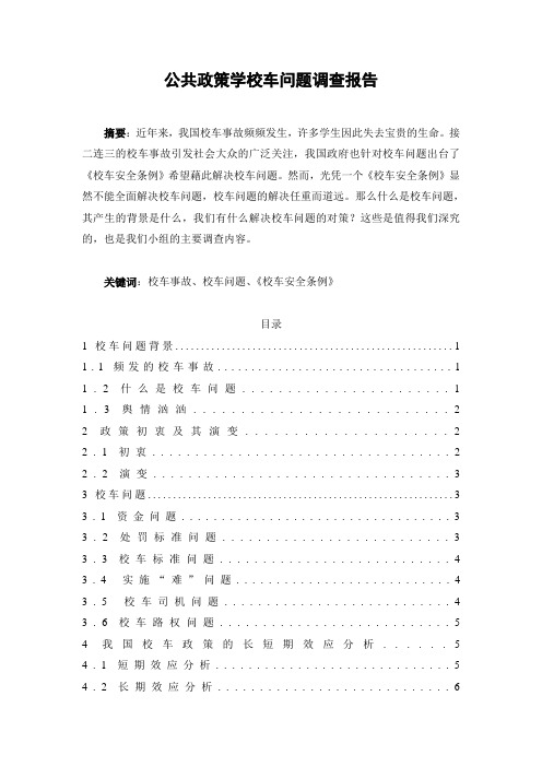 公共政策学校车问题调查报告