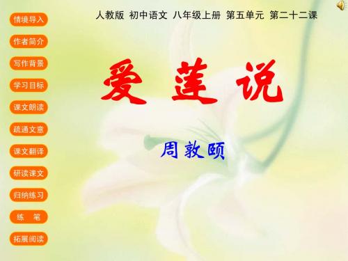 人教版初中语文八年级上册课件爱莲说