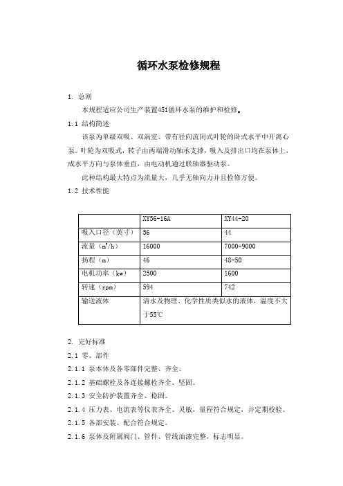 循环水泵检修规程