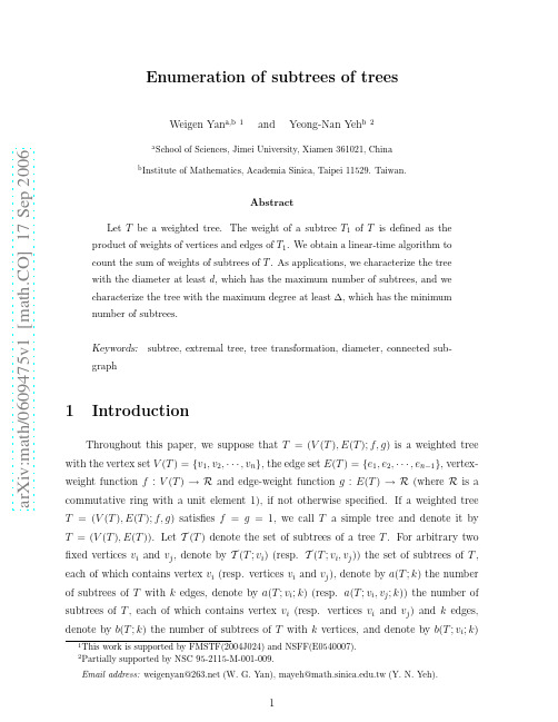 Enumeration of subtrees of trees