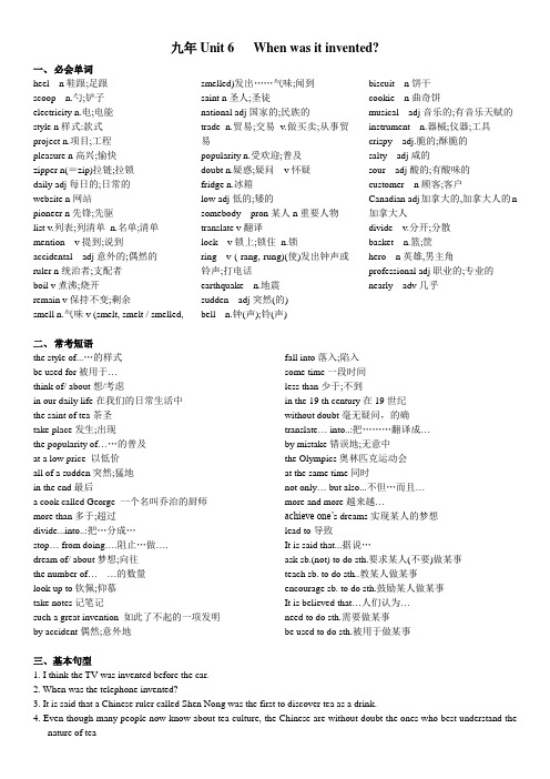 人教版初中英语9年级 Unit6 知识清单 习题