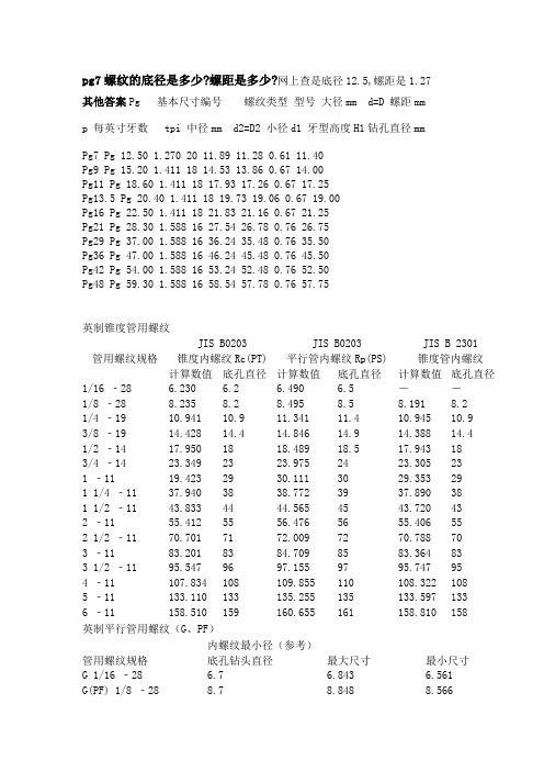 pg螺纹