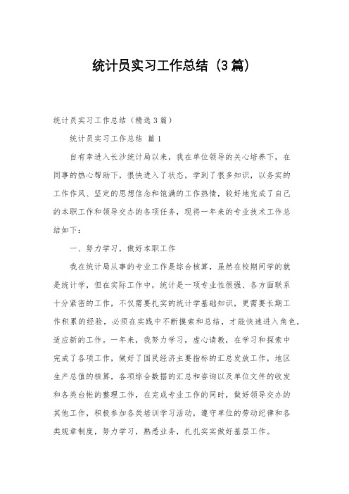 统计员实习工作总结(3篇)