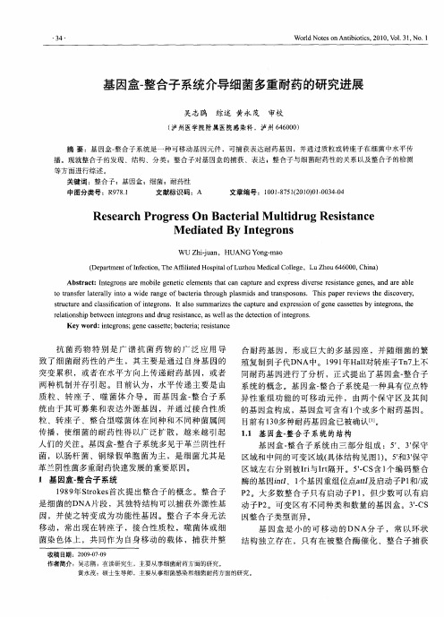 基因盒-整合子系统介导细菌多重耐药的研究进展