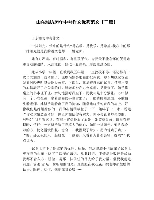 山东潍坊历年中考作文优秀范文【三篇】