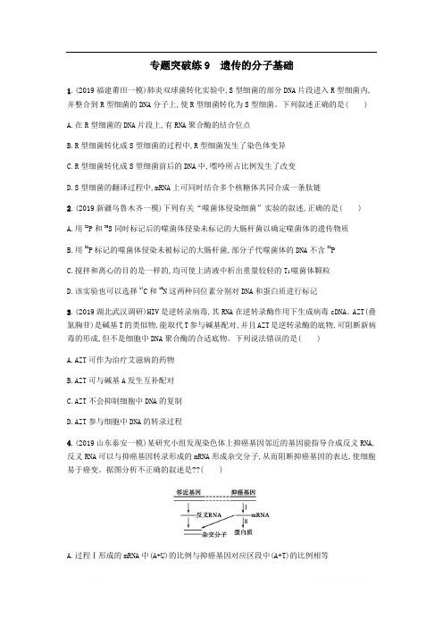 2020届高考生物二轮复习专题突破练：9遗传的分子基础 